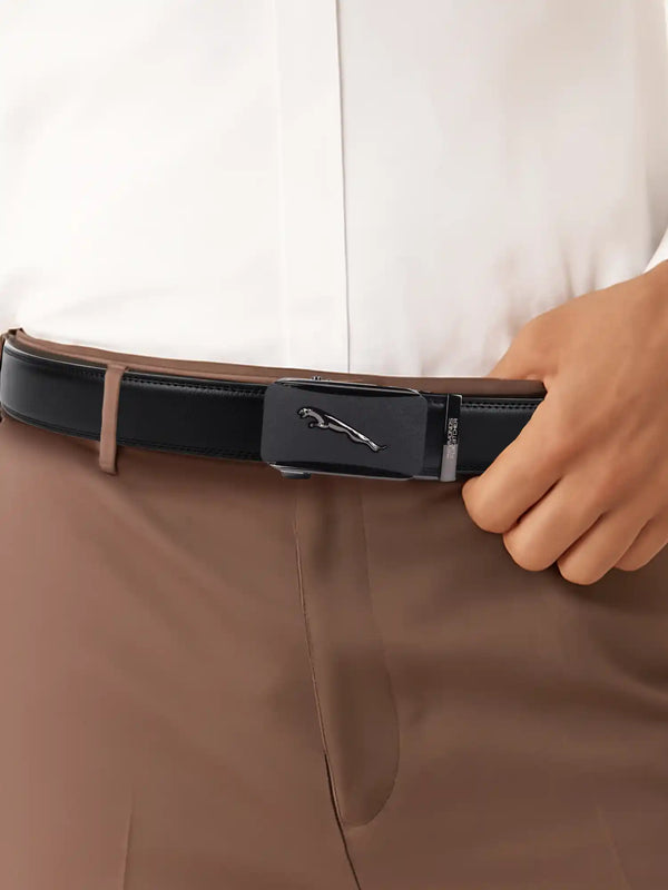 Genuine Leather Belts for Men, Autolock Micro Adjustable Ratchet Track Leather Belt for Men, Formal & Casual Leather Belt