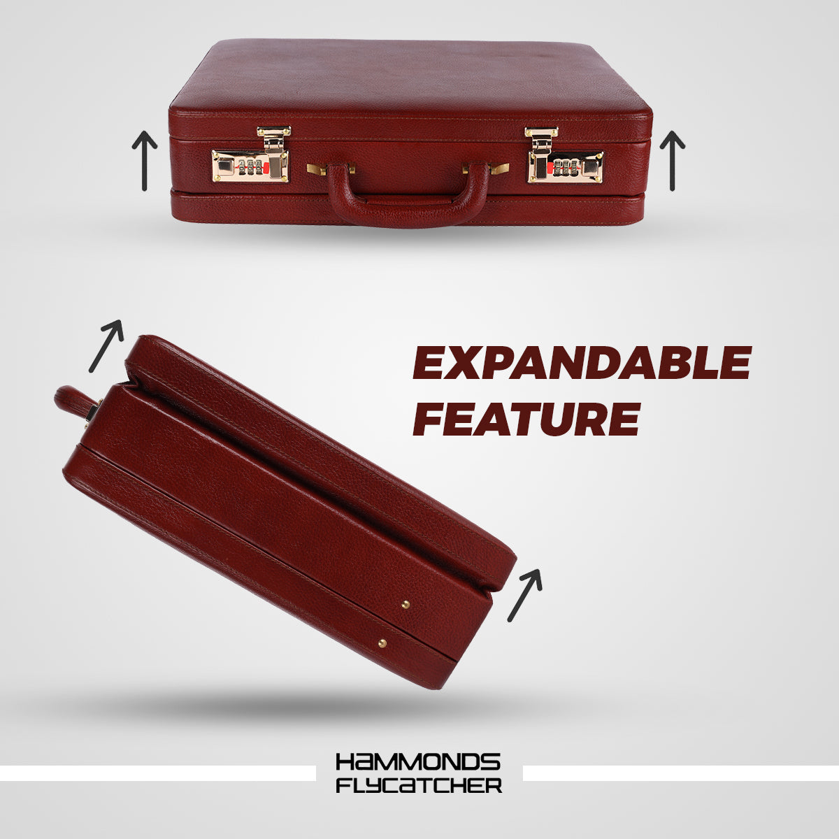 Expandable Briefcase for Men Genuine Leather Attachi Suitcase with C