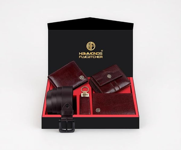 Genuine Leather Black Executive Gift Set | 5 in 1 Mega Combo| Men's Wallet, Ladies Wallet, Passport Holder,