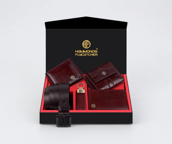 Genuine Leather Black Executive Gift Set | 5 in 1 Mega Combo| Men's Wallet, Ladies Wallet, Passport Holder,