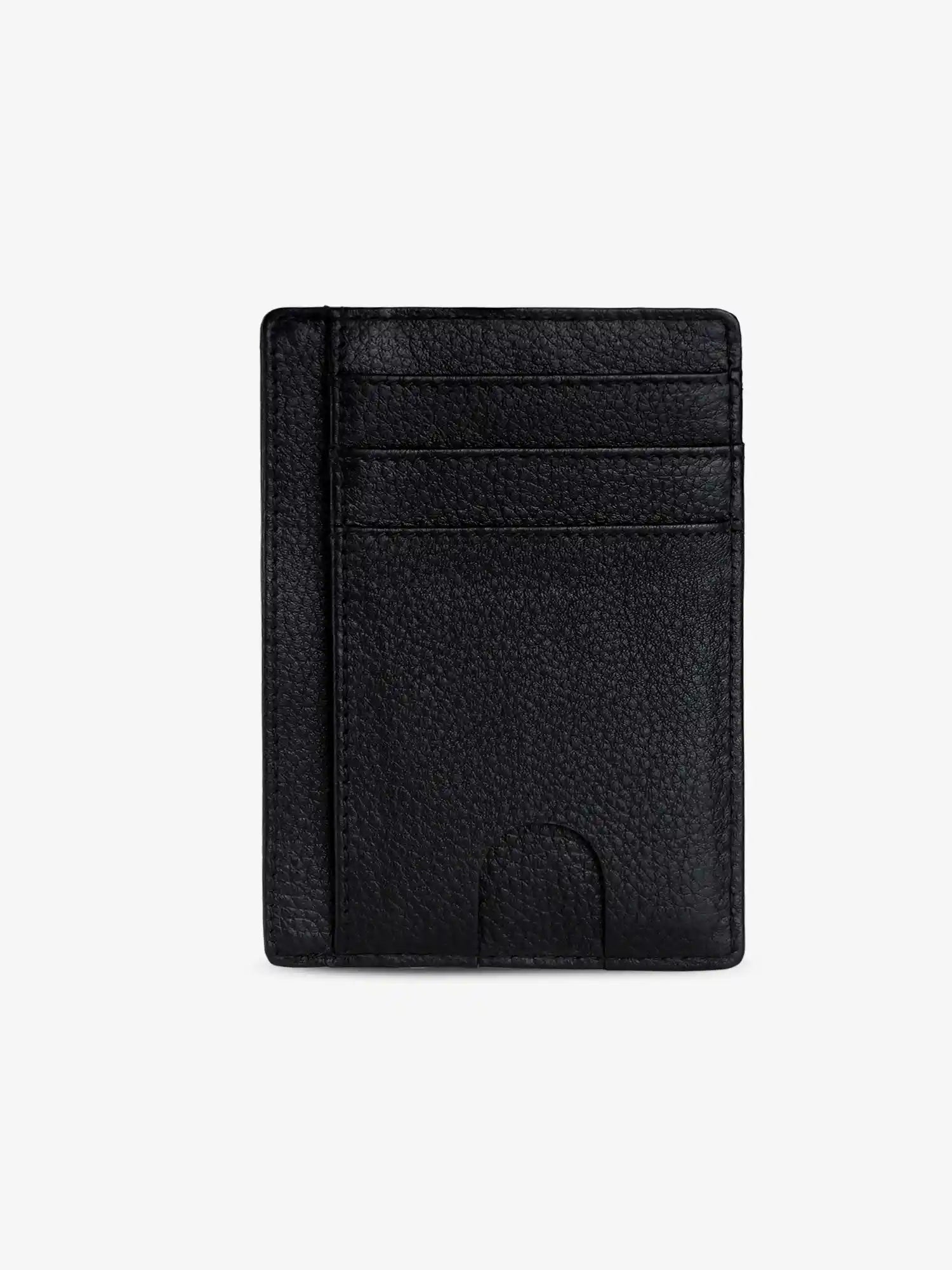 Genuine Napa Leather Card Holder for Men and Women, Black | RFID Protected Slim Card Holder Wallet for Men |