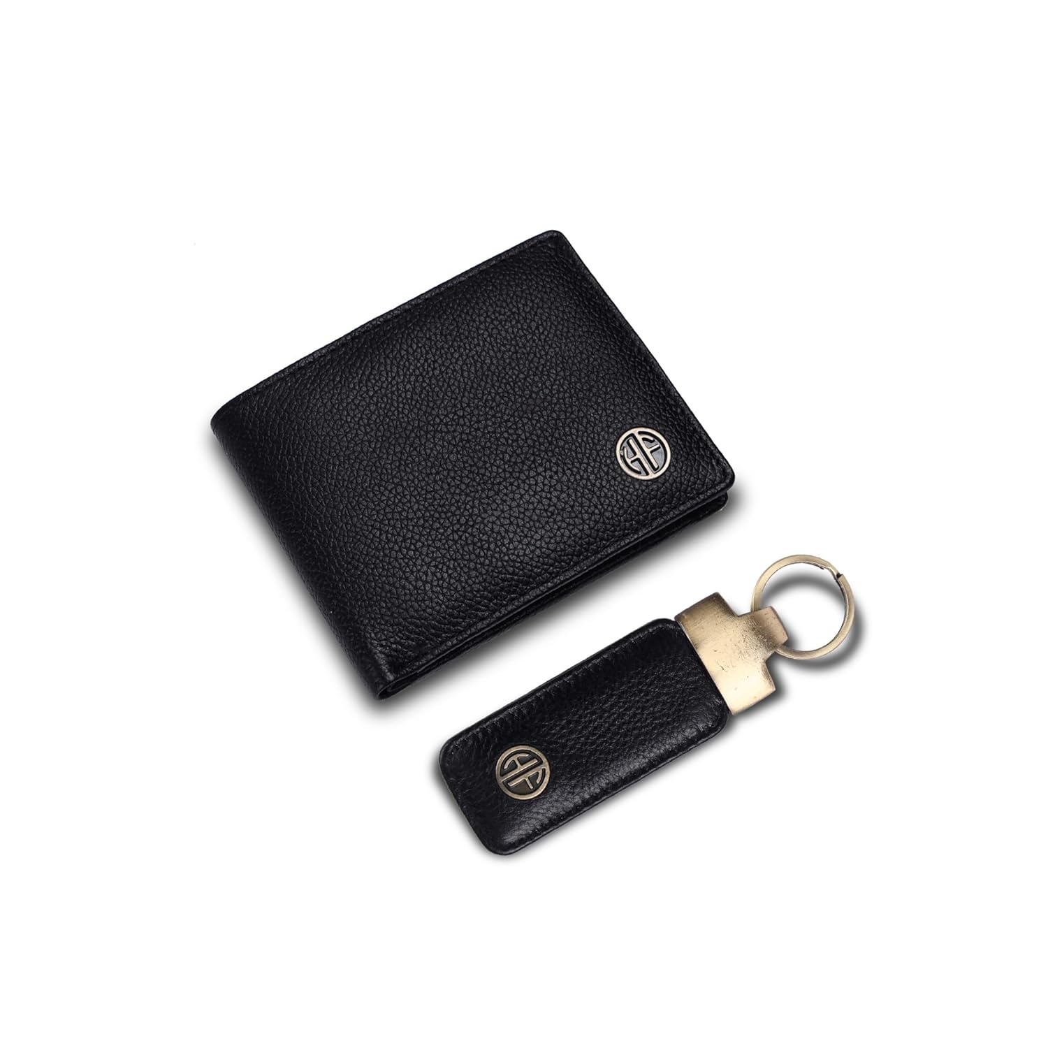 RFID-Blocking Leather Wallet & Keychain Set for Men - 4 Card Slots, Car/Home/Bike Keys - Premium Gift