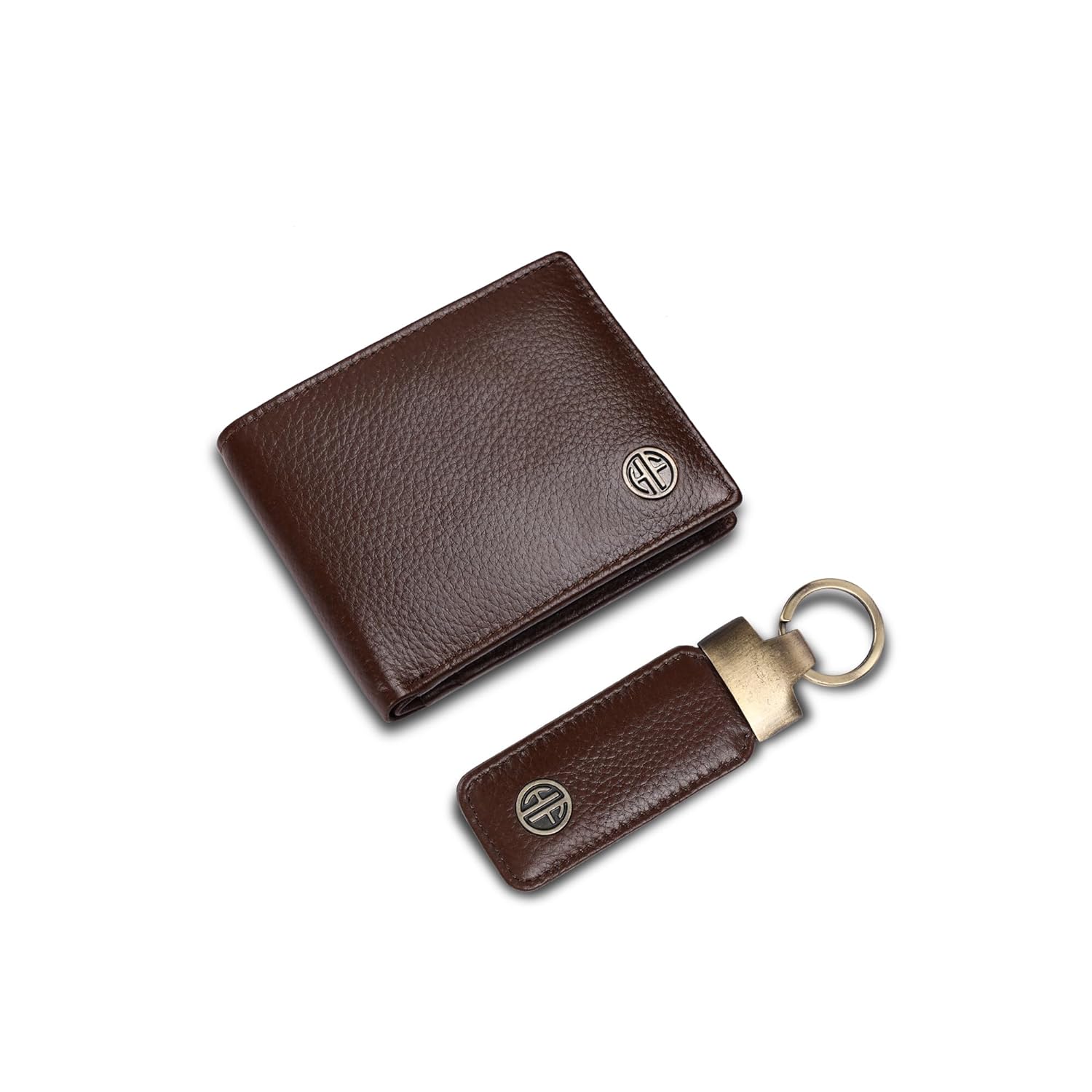 RFID-Blocking Leather Wallet & Keychain Set for Men - 4 Card Slots, Car/Home/Bike Keys - Premium Gift