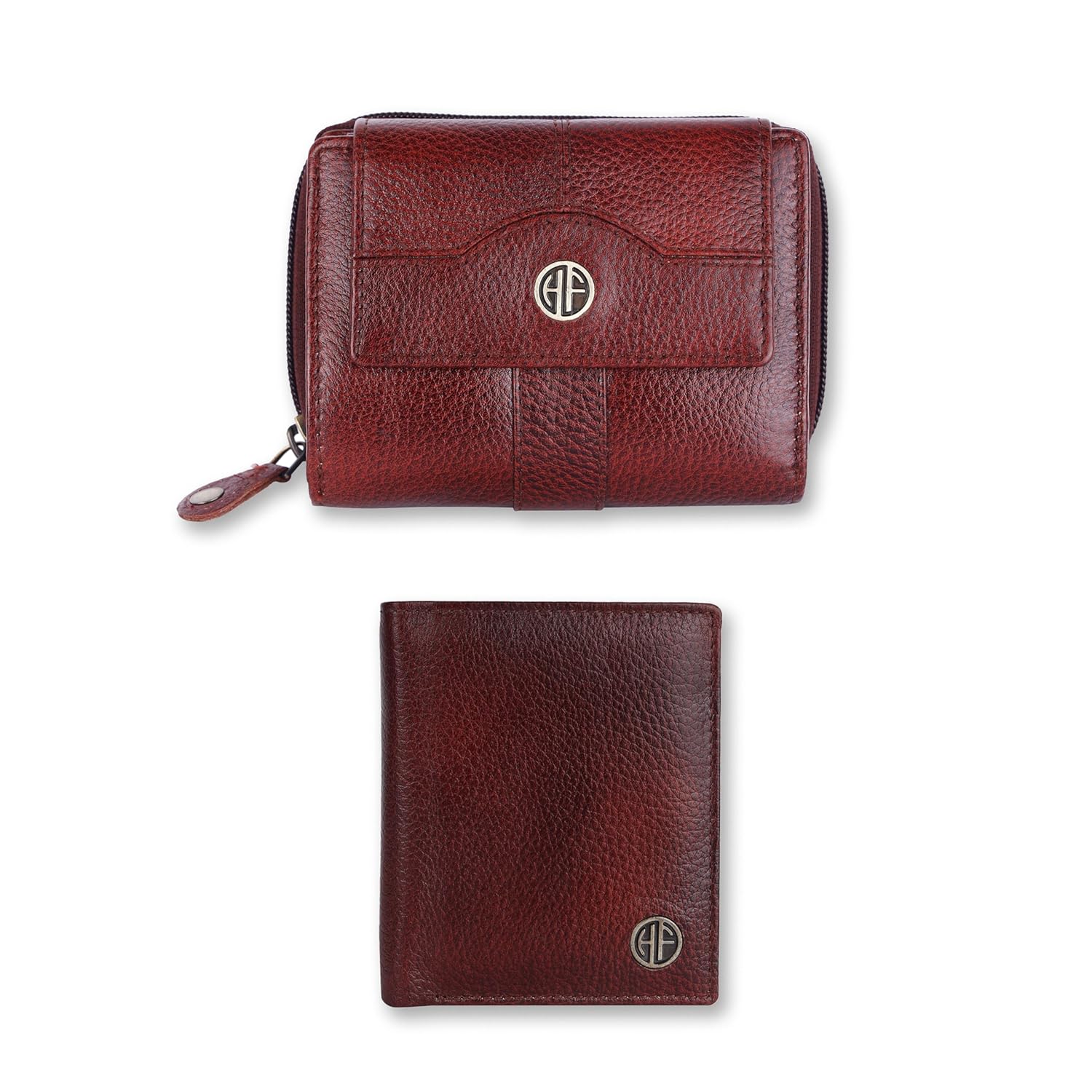 Genuine Leather Wallet Gift Set Combo (His & Hers) - Anniversary or Wedding Present
