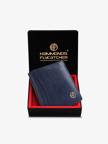 Wallet for Men - Blue | Genuine Leather Bifold Money Wallet | RFID Protected | 9 Card Slots, 2 ID Card