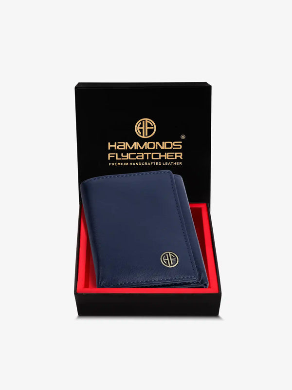 Wallet for Men - Blue | Genuine Leather Trifold Money Wallet | RFID Protected Wallets for Men| 4 ATM