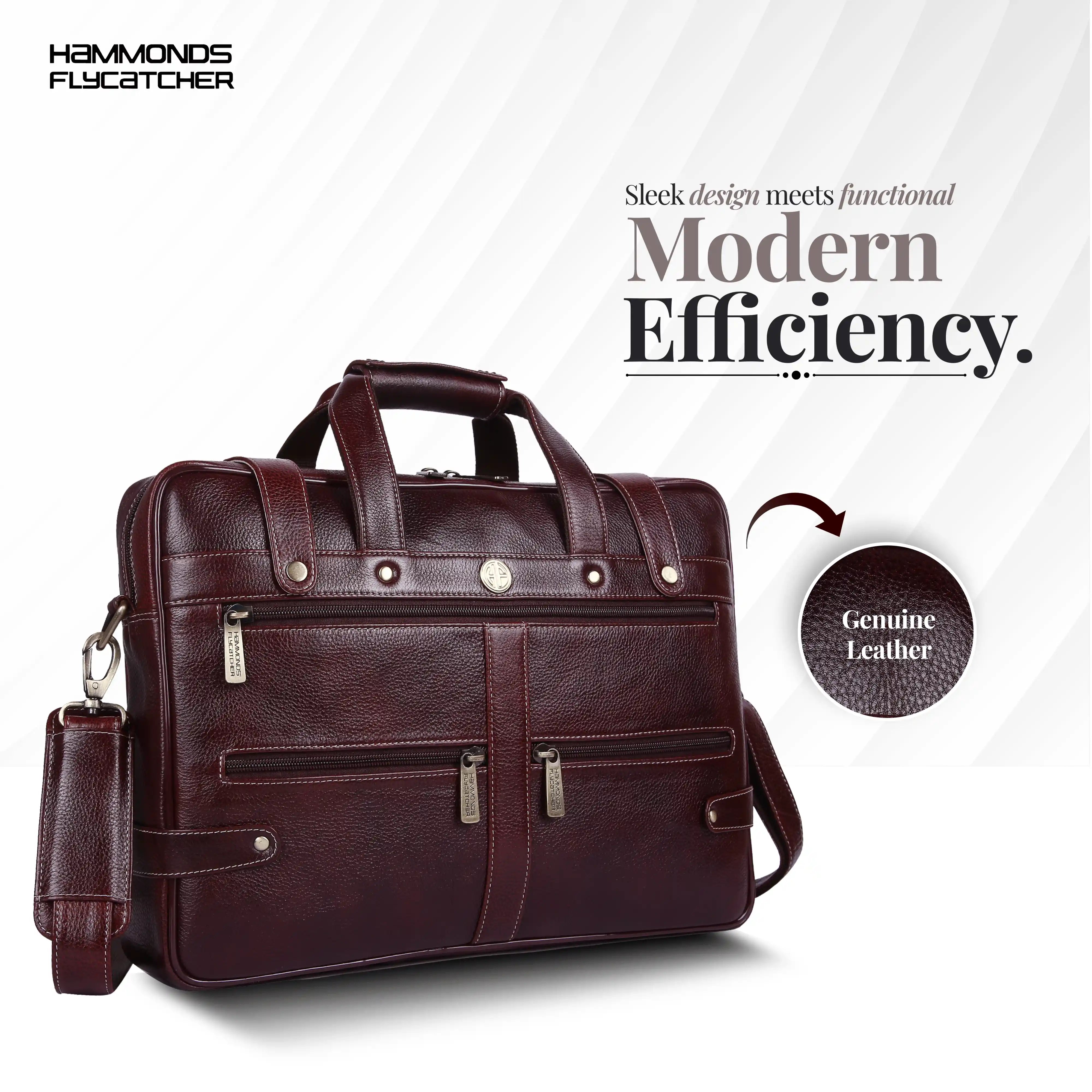 Branded Laptop Bag for Men - Genuine Leather - Fits Up to 15.6 Inch Laptop/MacBook - 1 Year Warranty Secondary image