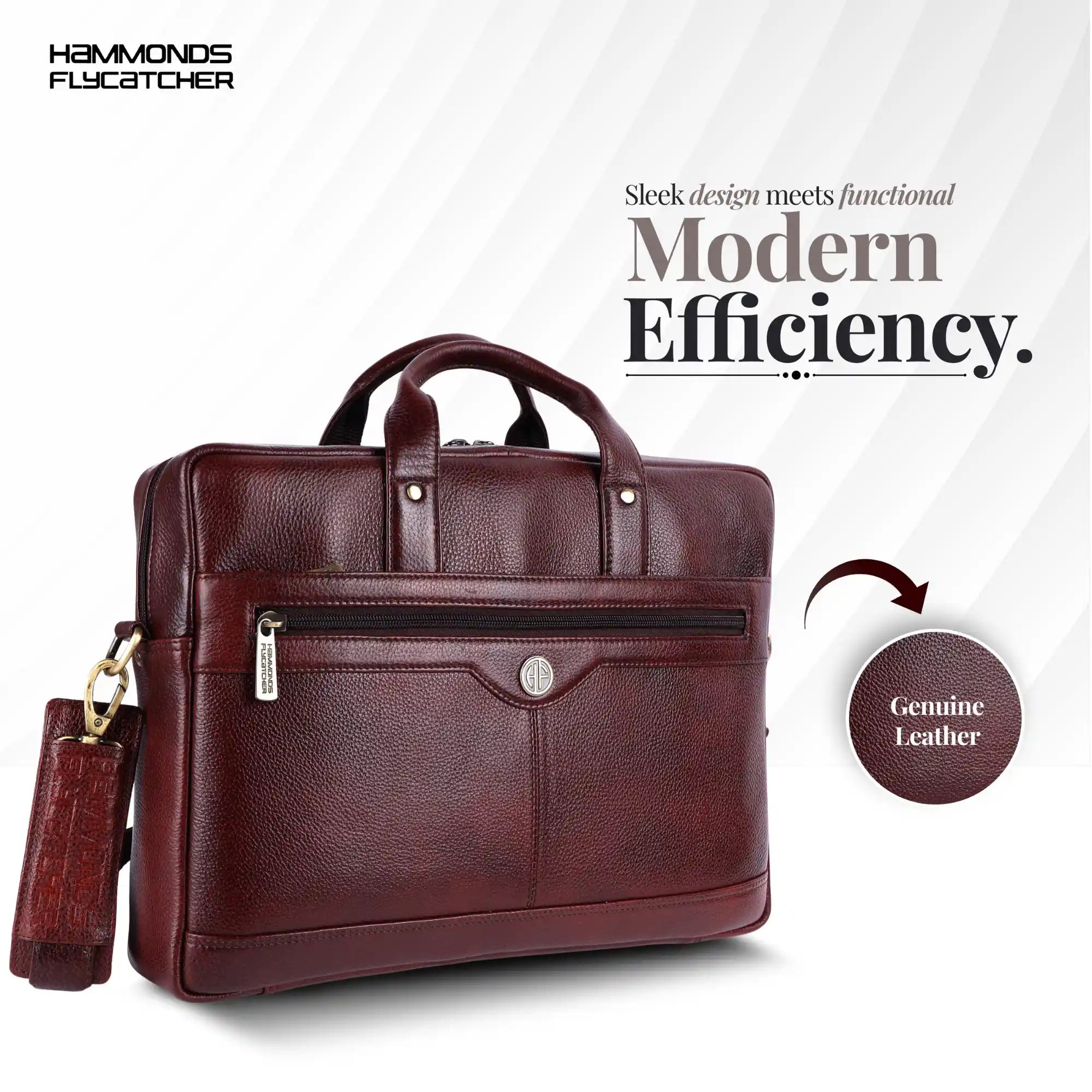 Laptop Bag for Men - Genuine Leather Office Bag with Multiple Compartments - Fits 14-15.6 Inch Laptop Secondary image