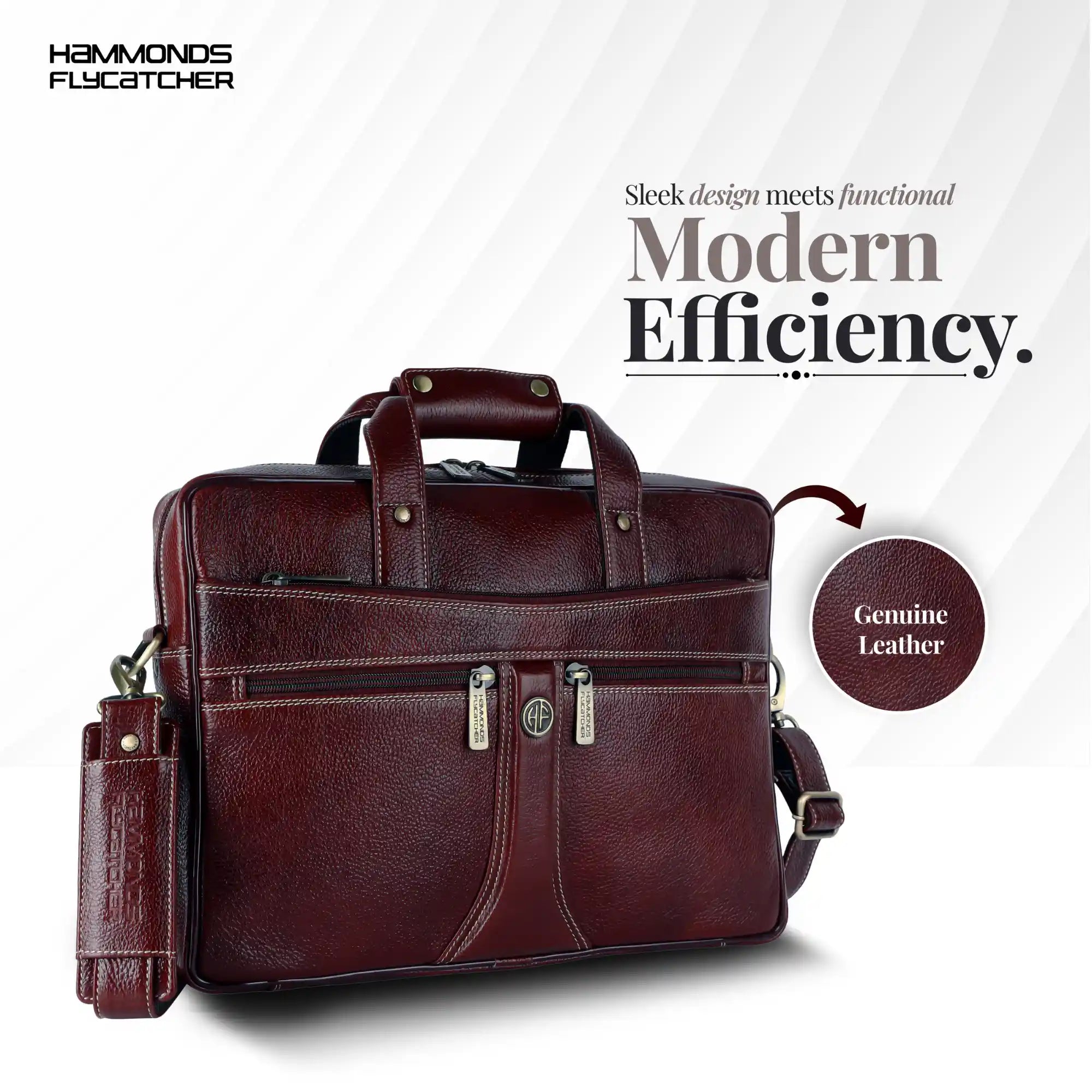 Leather Laptop Office Bag for Men - Messenger Shoulder Bag - Fits 14/15.6 Inch Laptop Secondary image