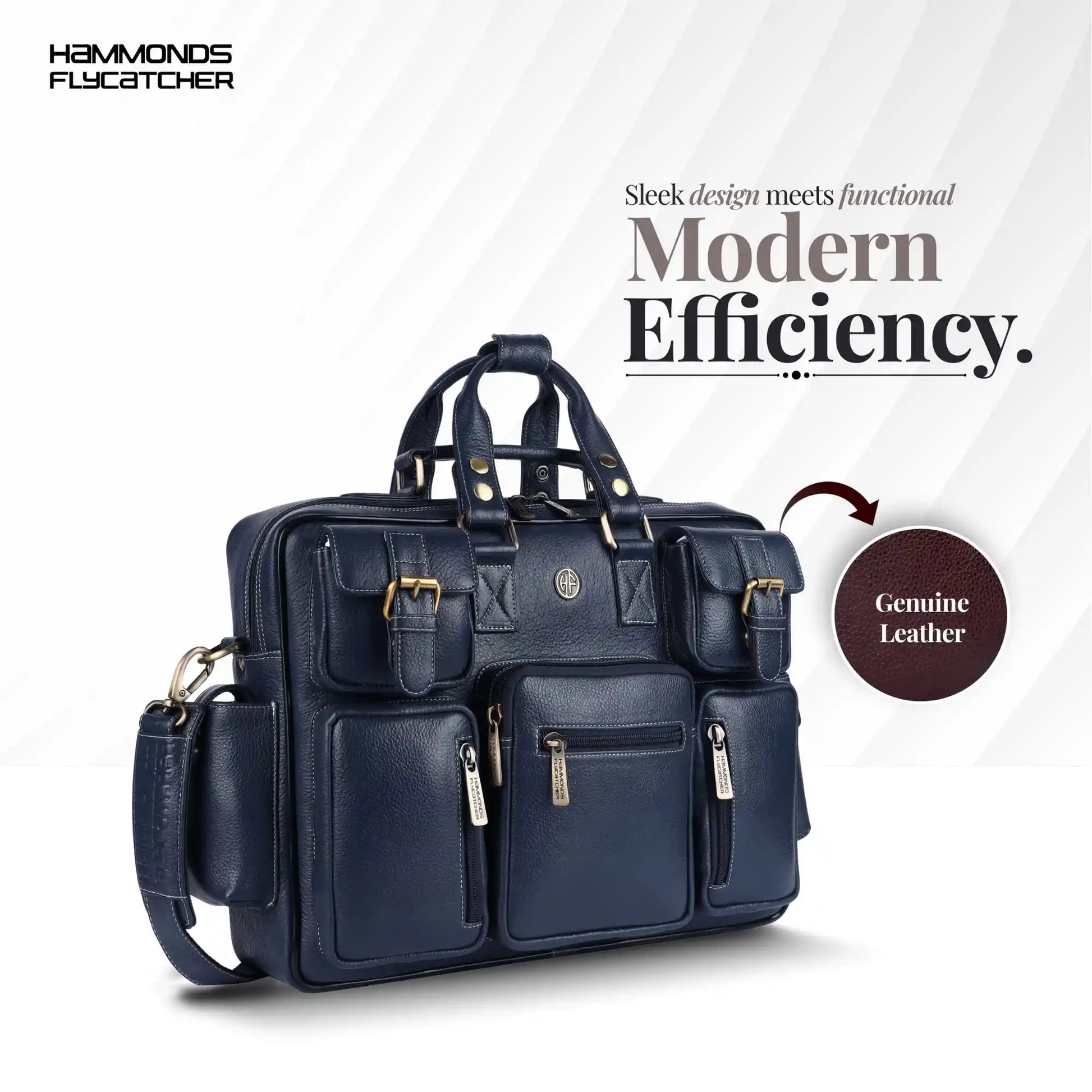 Genuine Leather Office Bag for Men with Adjustable Shoulder Strap - 15.6 Inch Laptop Bag for Men