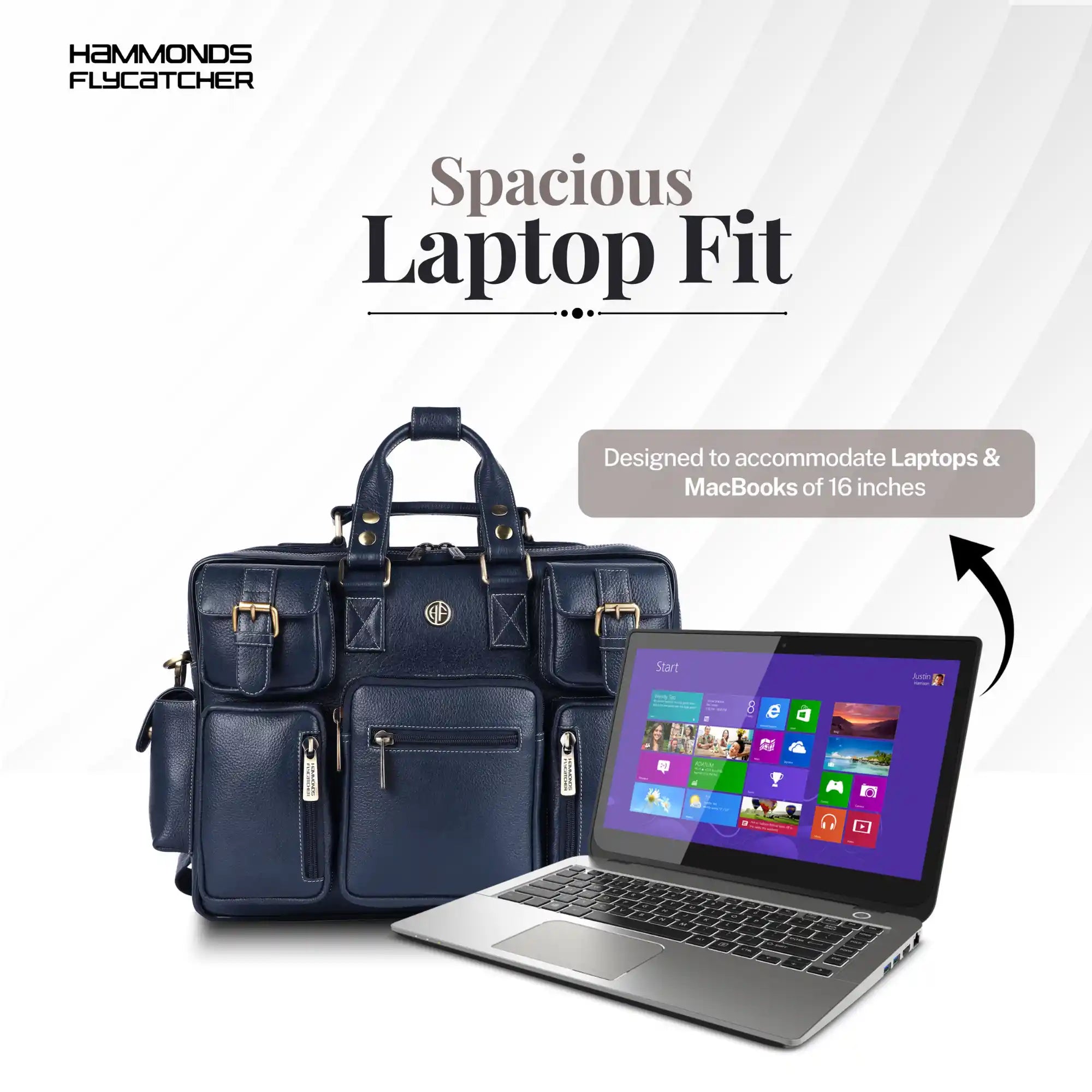 Genuine Leather Office Bag for Men with Adjustable Shoulder Strap - 15.6 Inch Laptop Bag for Men