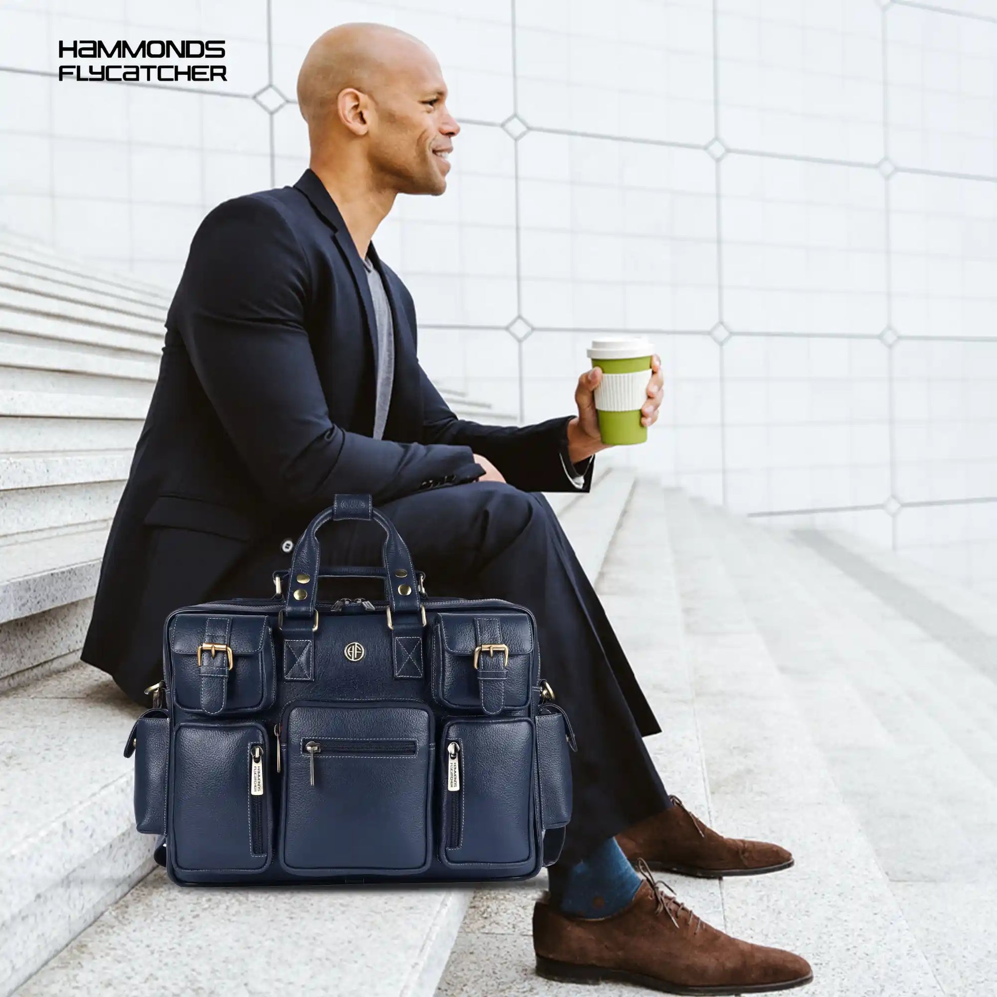 Genuine Leather Office Bag for Men with Adjustable Shoulder Strap - 15.6 Inch Laptop Bag for Men