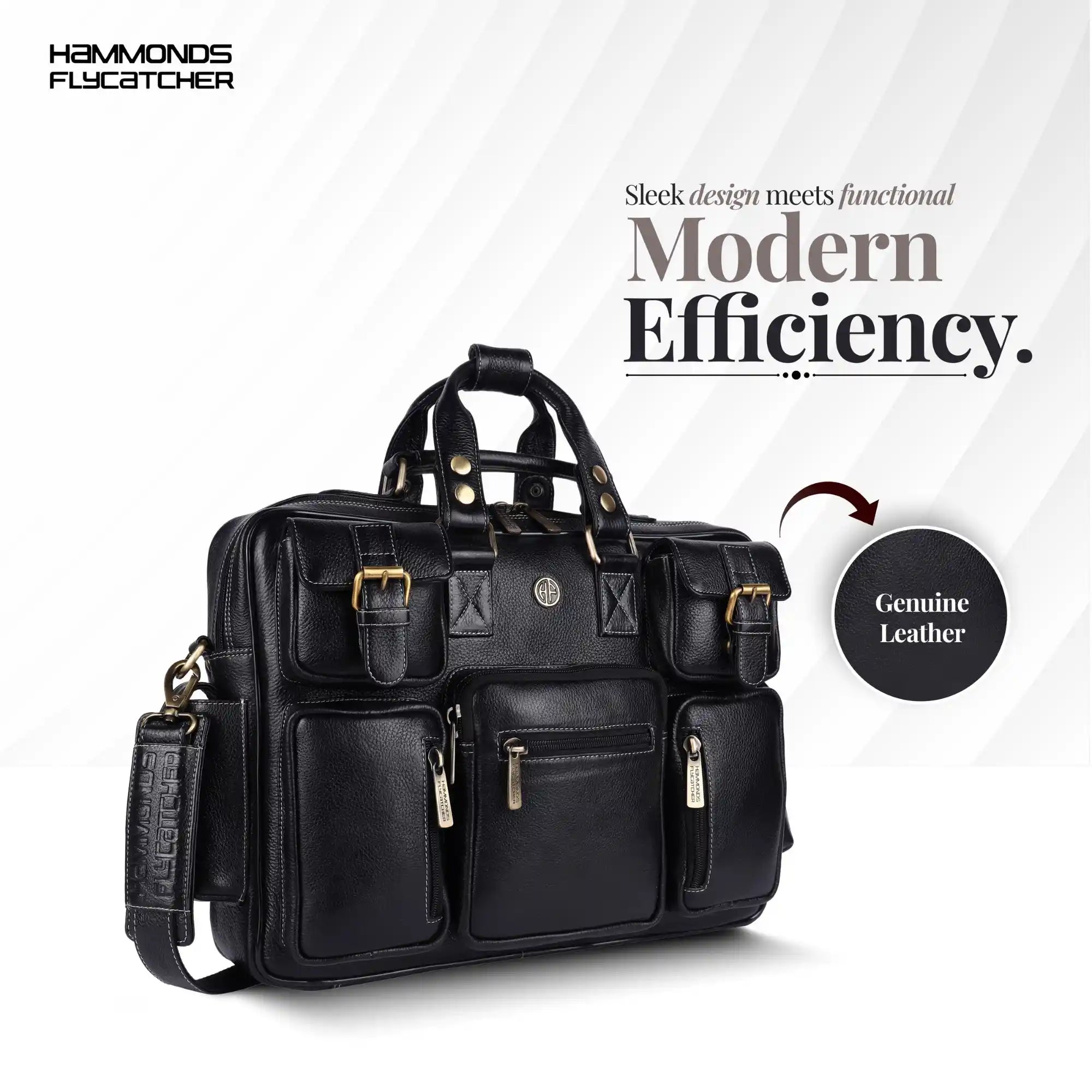 Premium Laptop Bag for Men - Office & Regulars Use - Genuine Leather - Fits for 14-15.6 Inch Laptops Secondary image