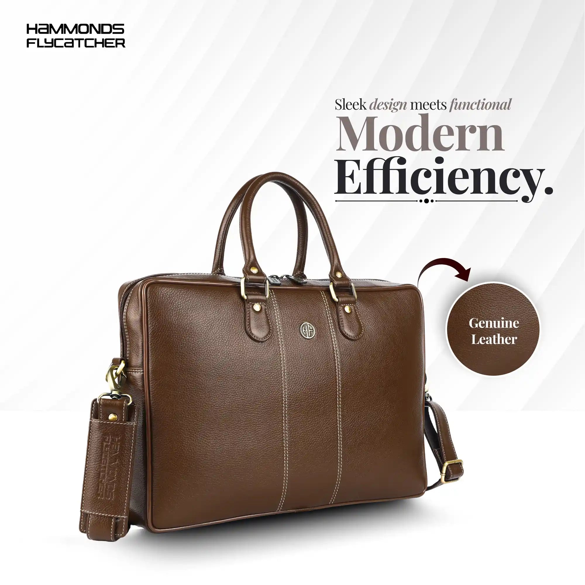 Laptop Shoulder Bag for Men- Genuine Leather Bag With Multiple Compartments- 1 Year Warranty Secondary image