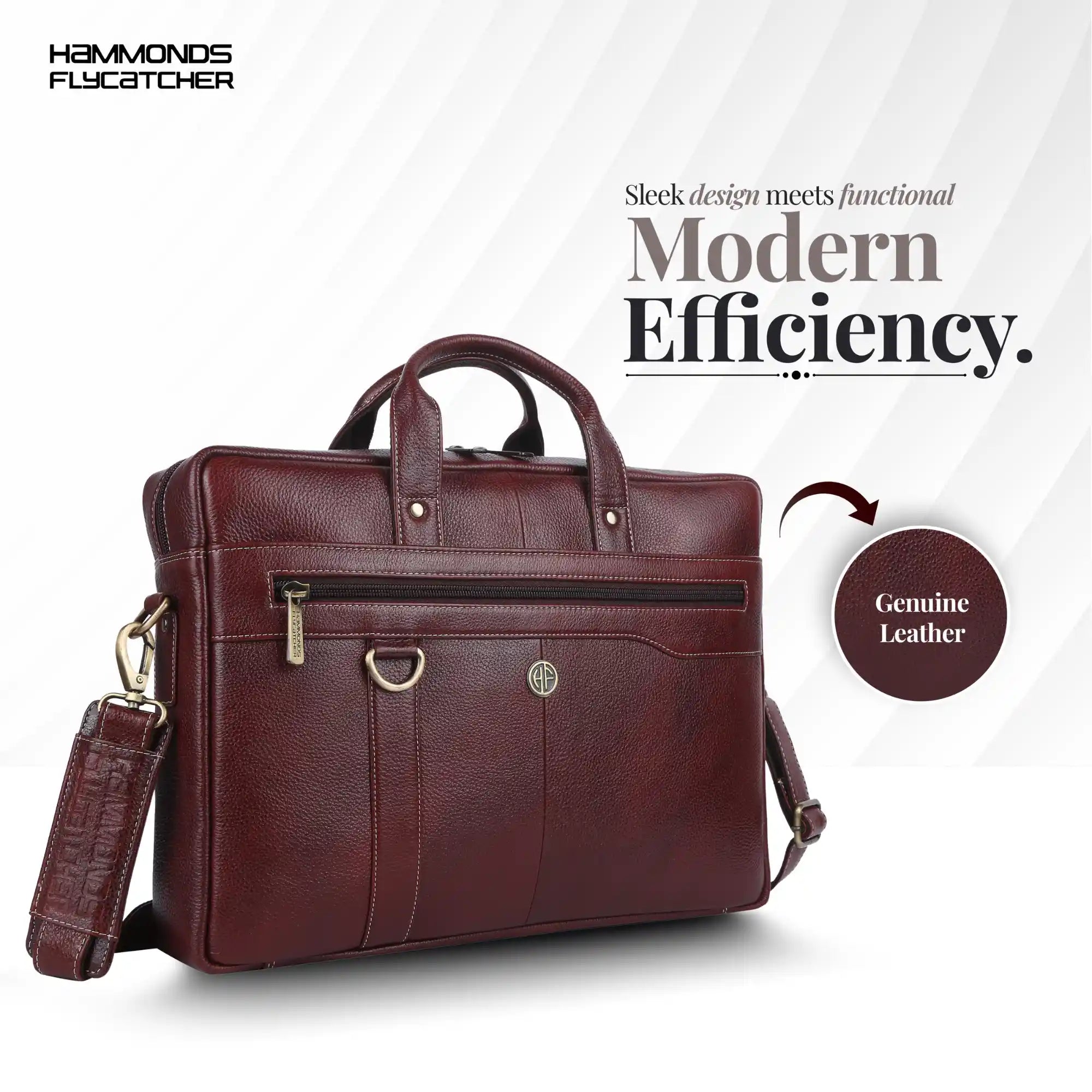 Genuine Leather Office Laptop Bags - Fits MacBook, Notebook up to 15.6 Inch - 1 Year Warranty Secondary image