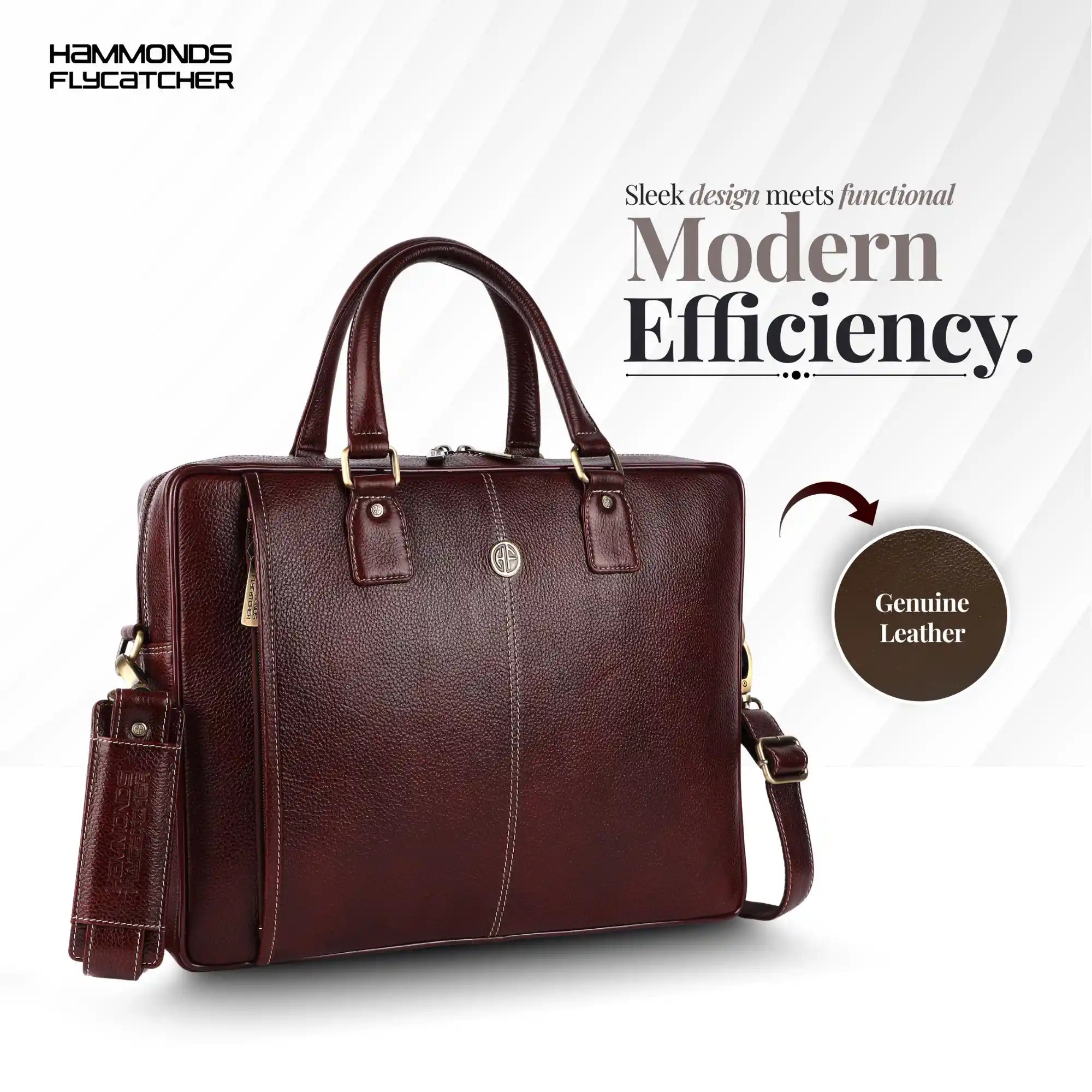 Genuine Leather Laptop Bag for Men - Office Bag, Brushwood - Fits Up to 15.6 Inch Laptop/MacBook - Shoulder Secondary image