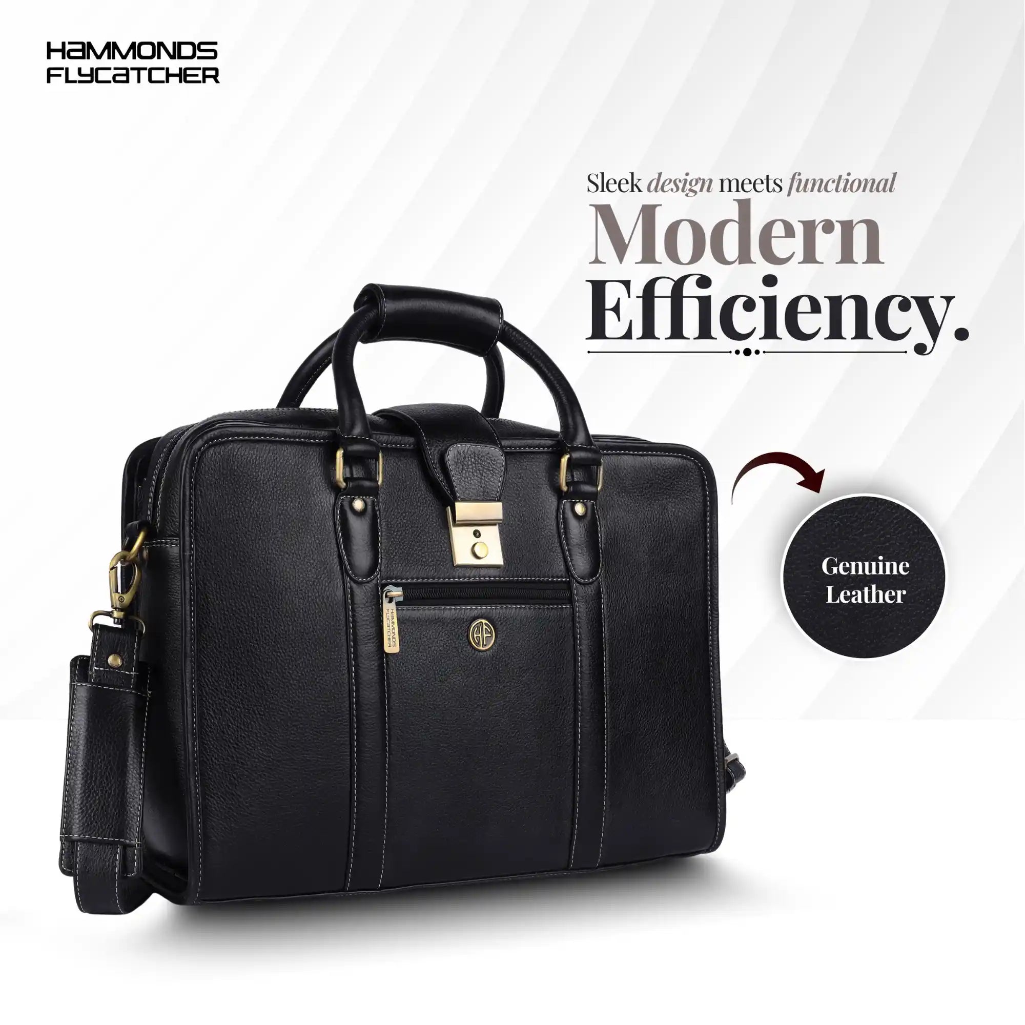 Leather Luxury Laptop Bag For Men With Adjustable & Removable Shoulder Strap Secondary image