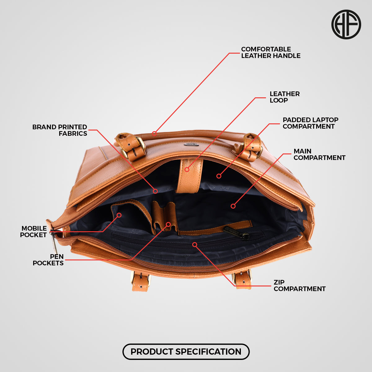 Luxury Leather Laptop Bag For Girls And Women - Fits 14 Inch Laptop/MacBook - 1 Year Warranty