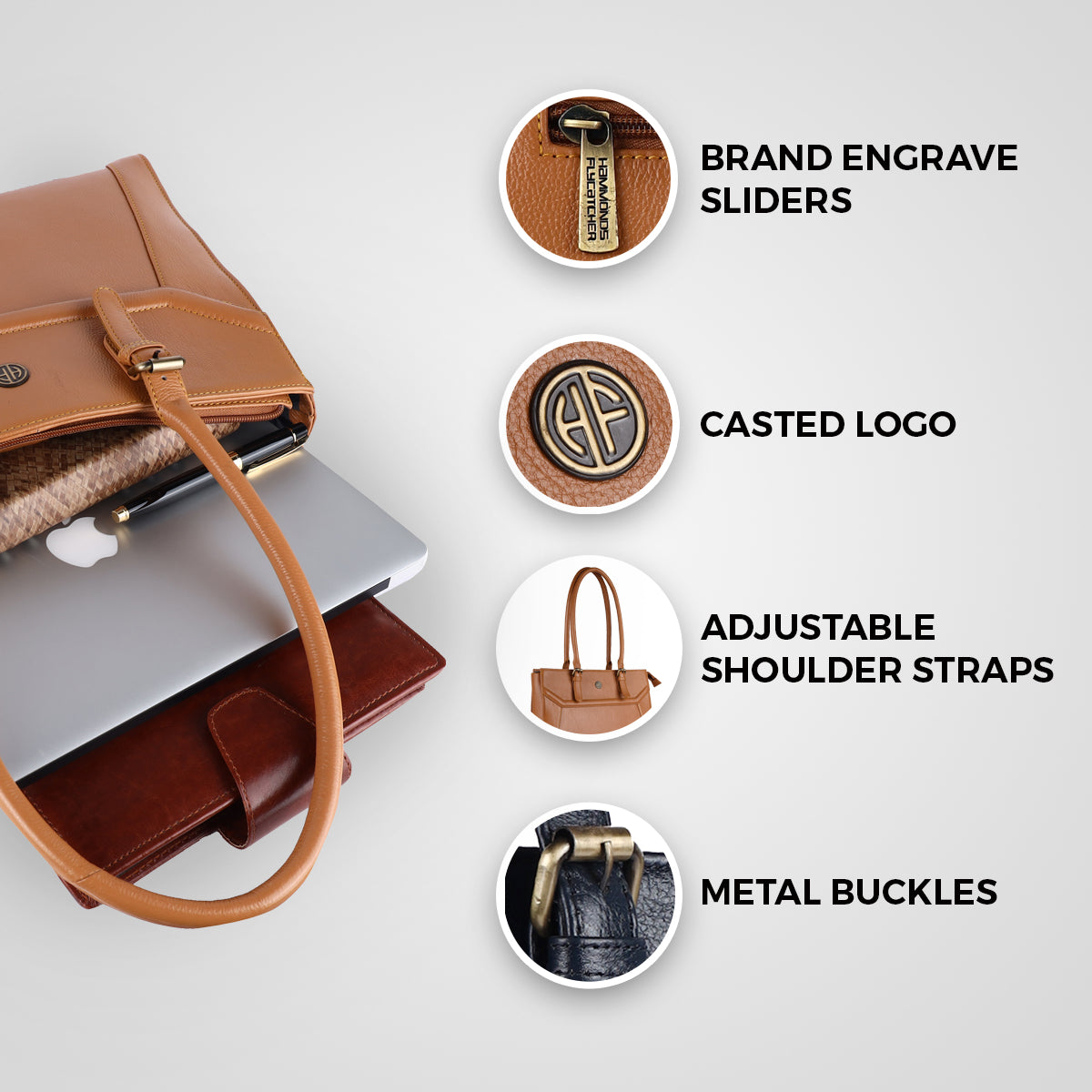 Luxury Leather Laptop Bag For Girls And Women - Fits 14 Inch Laptop/MacBook - 1 Year Warranty