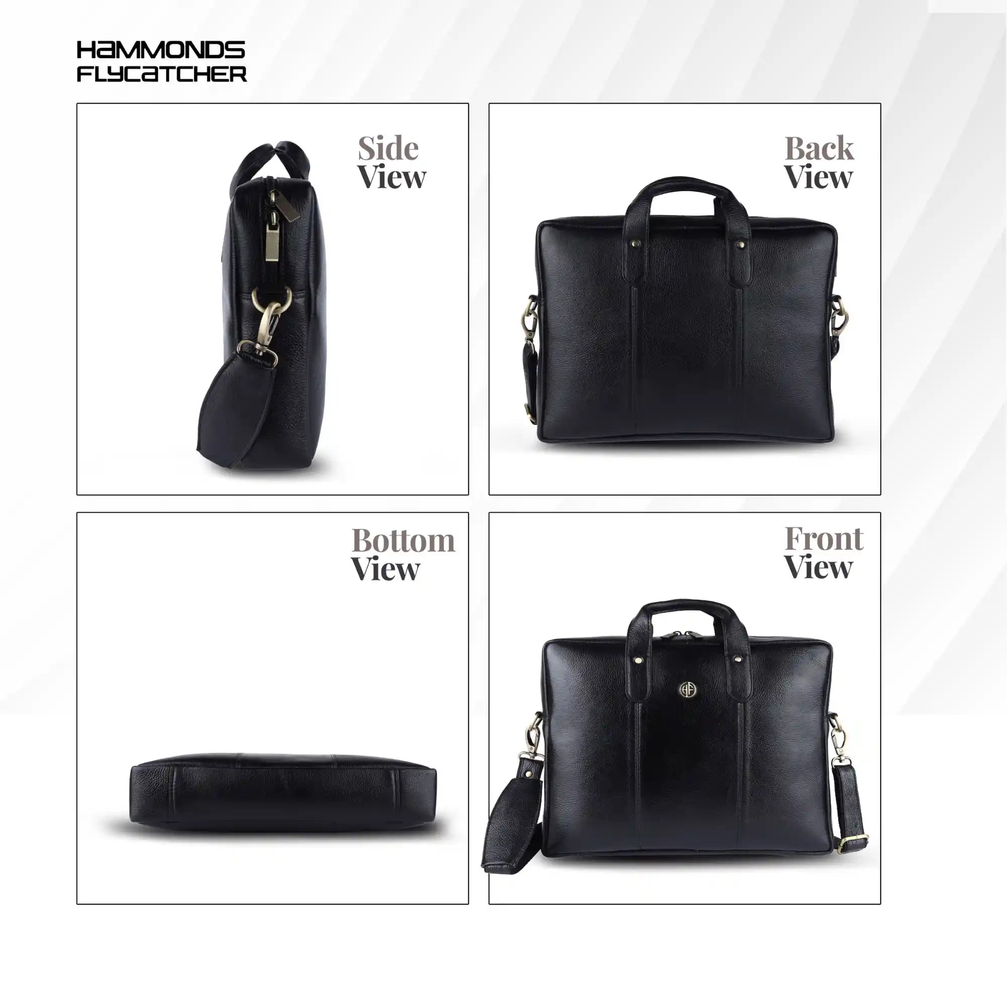 Laptop Bag for Men - Genuine Leather Office Bag - Fits 14/15.6 Inch Laptop - Black