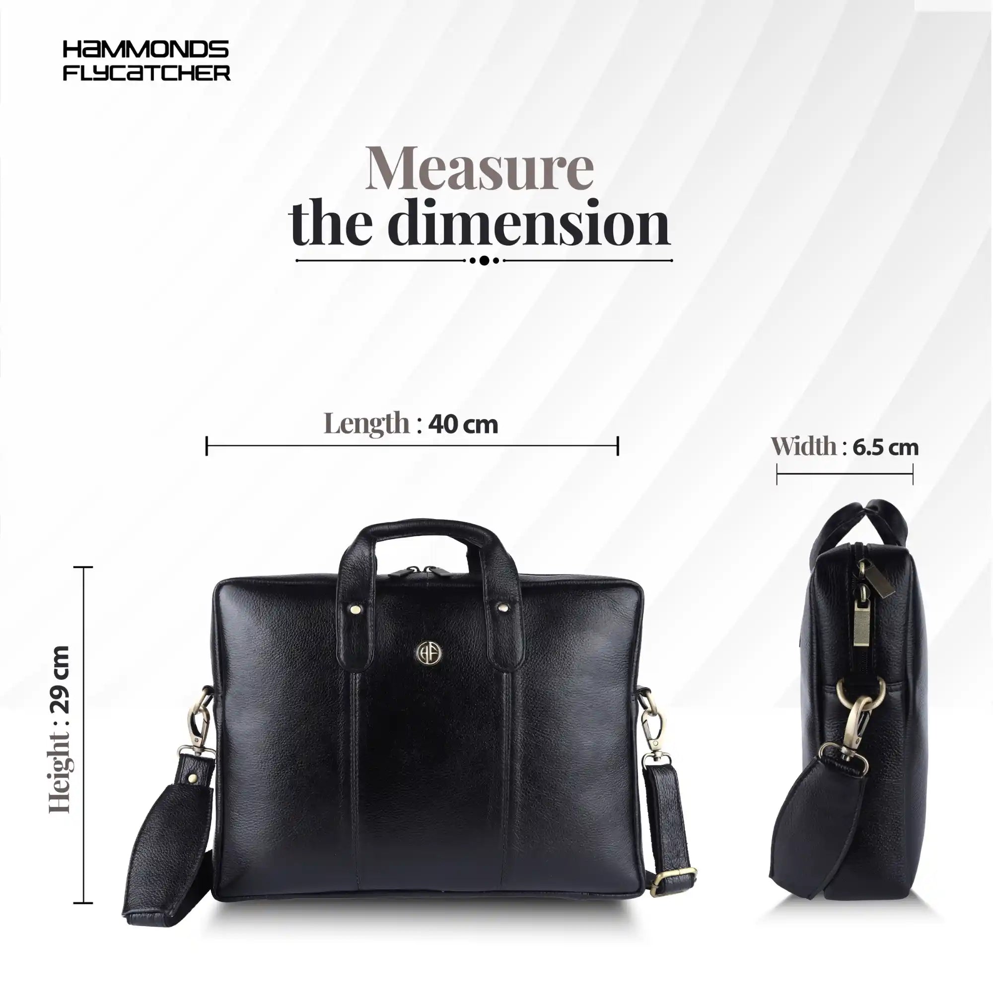Laptop Bag for Men - Genuine Leather Office Bag - Fits 14/15.6 Inch Laptop - Black