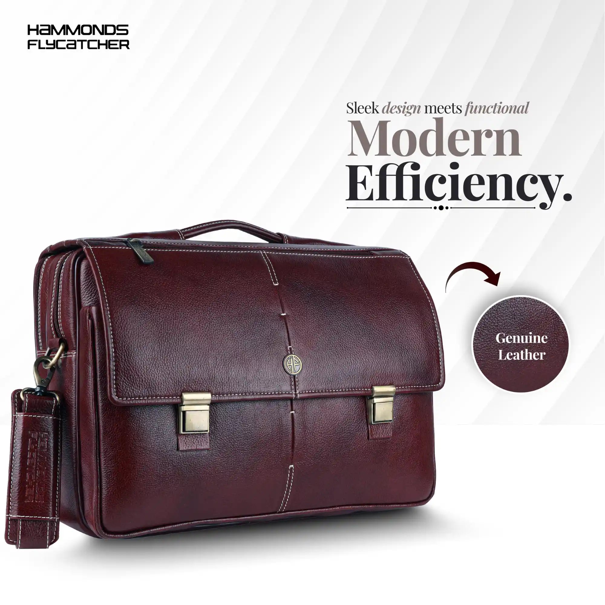 Laptop Bag for Men - Genuine Leather Office Bag, Brown Messenger Bag - Fits 14/15.6 Inch Laptop Secondary image