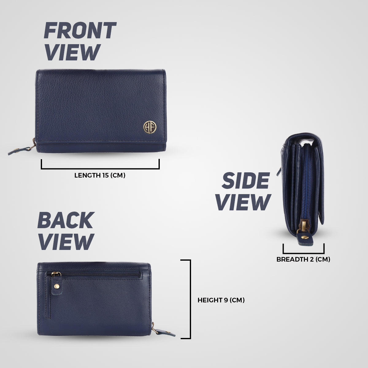 Ladies Leather Purse - RFID Protected, 8 Card Slots, 5 Compartments, Button Closure - For Daily Use