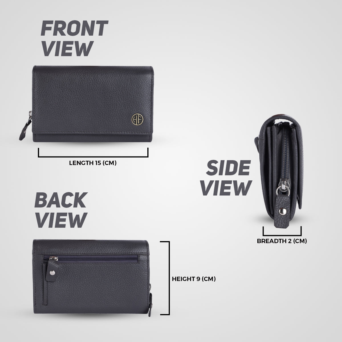 Ladies Leather Purse - RFID Protected, 8 Card Slots, 5 Compartments, Button Closure - For Daily Use