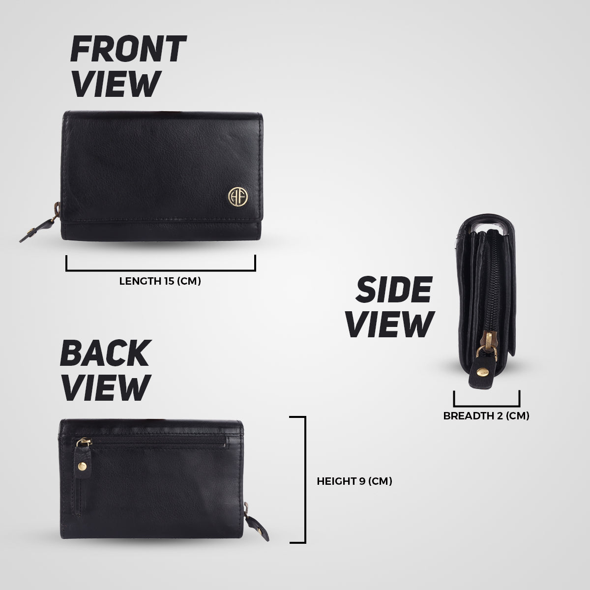 Ladies Leather Purse - RFID Protected, 8 Card Slots, 5 Compartments, Button Closure - For Daily Use