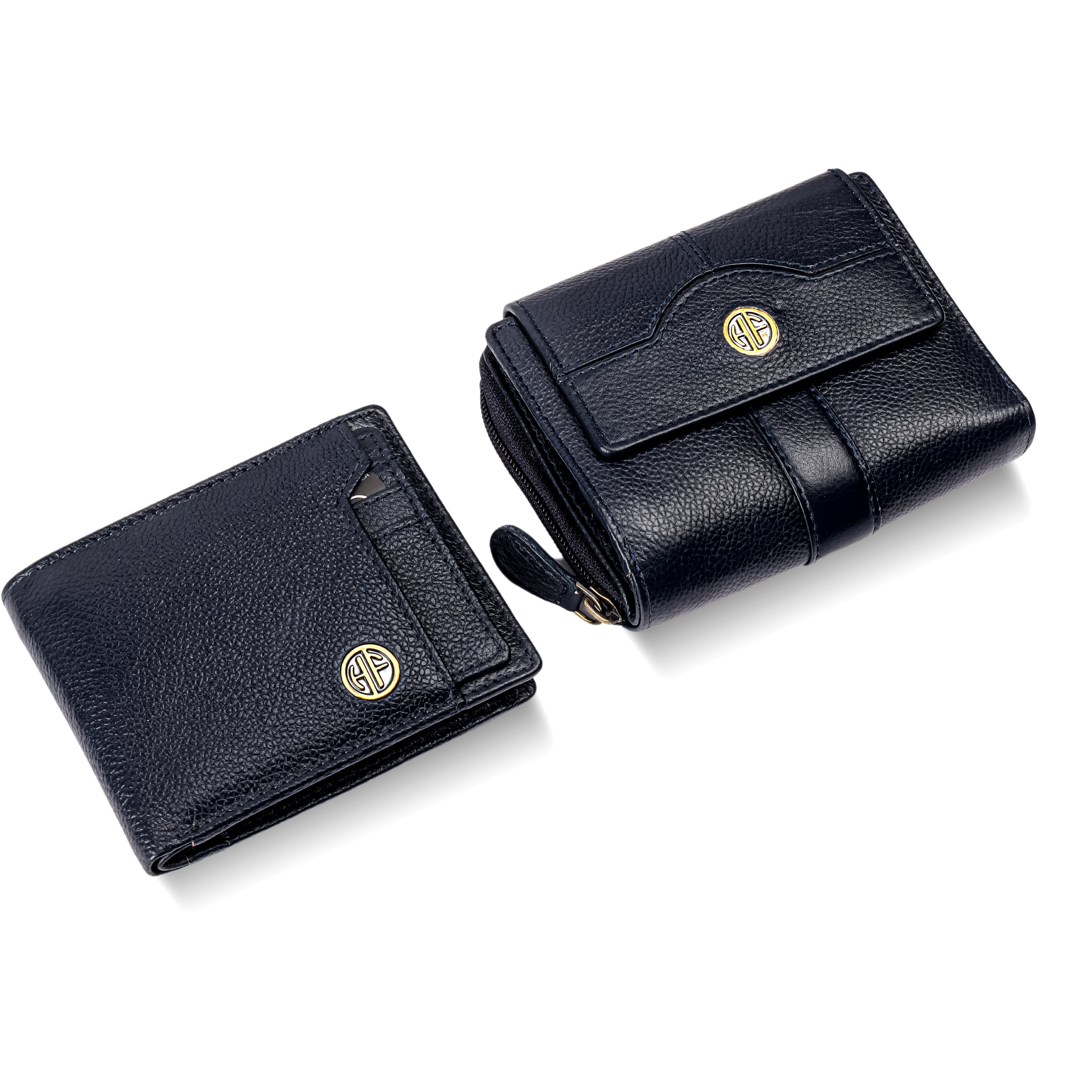 Genuine Leather Wallet Gift Set Combo (His & Hers) - Anniversary or Wedding Present