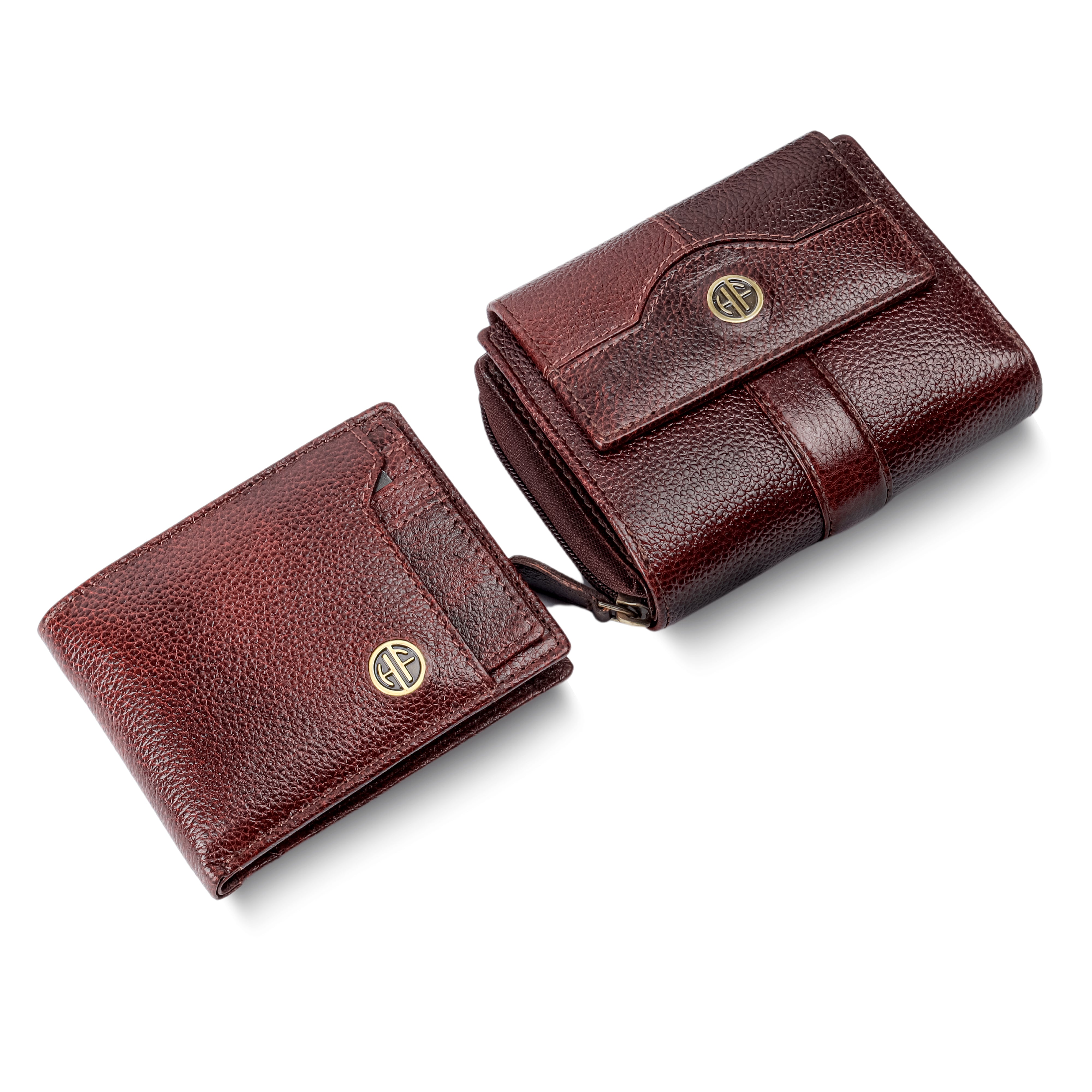 Genuine Leather Wallet Gift Set Combo (His & Hers) - Anniversary or Wedding Present