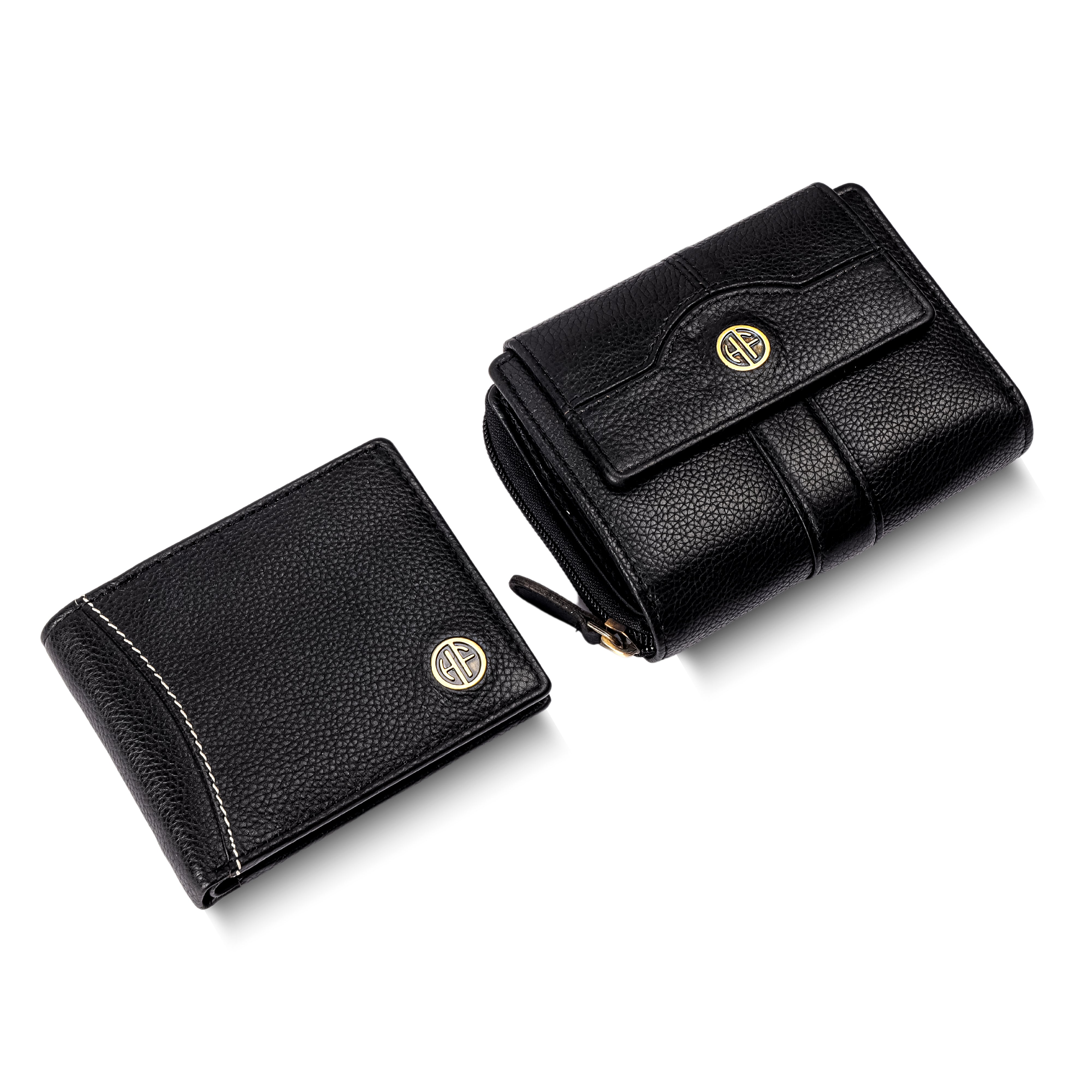 Genuine Leather Wallet Gift Set Combo (His & Hers) - Anniversary or Wedding Present