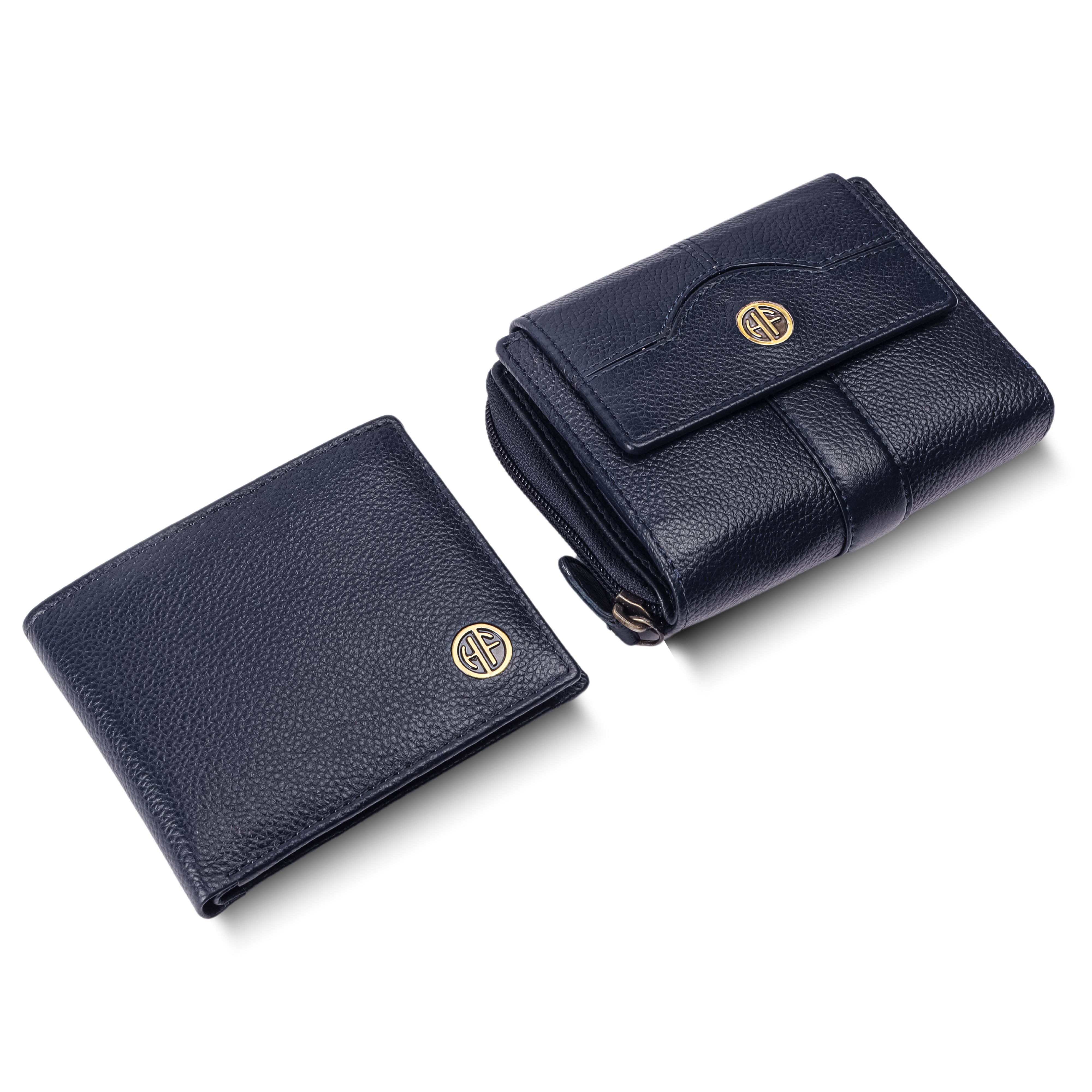 Genuine Leather Wallet Gift Set Combo (His & Hers) - Anniversary or Wedding Present