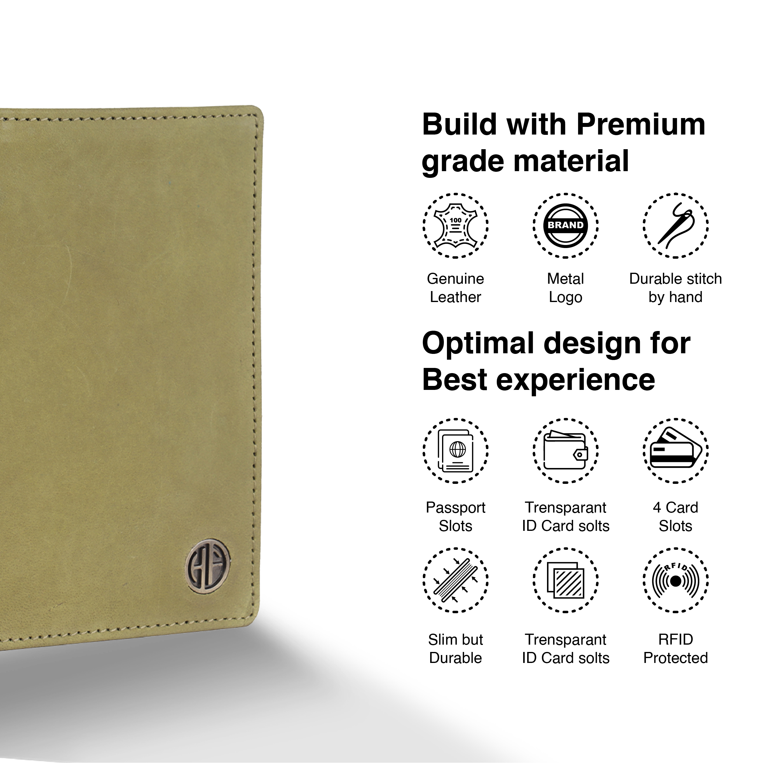Leather Travel Passport Holder For Men And Women With Passport Slot, Card Slots, ID Card Slot - RFID Protected