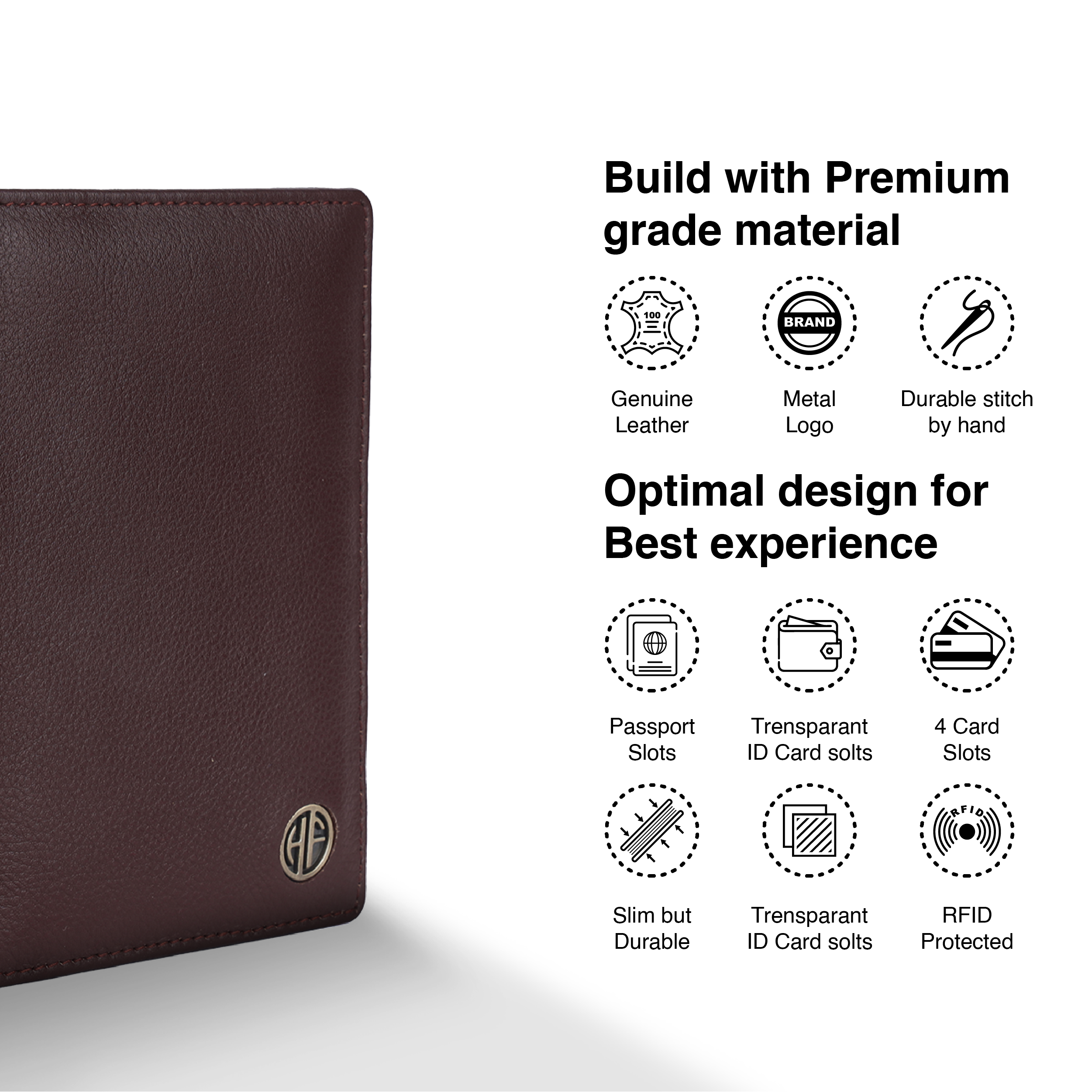 Leather Travel Passport Holder For Men And Women With Passport Slot, Card Slots, ID Card Slot - RFID Protected