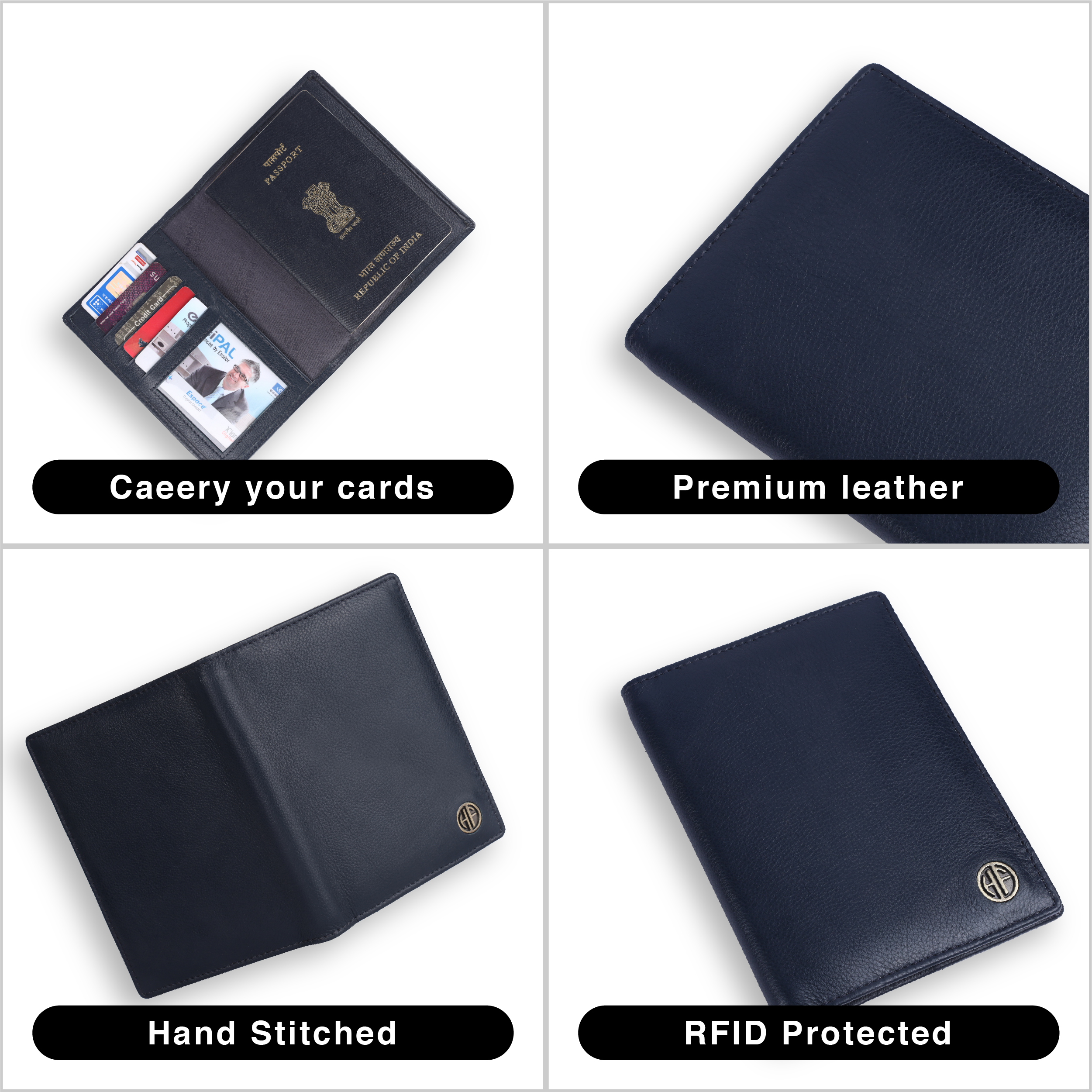 Leather Travel Passport Holder For Men And Women With Passport Slot, Card Slots, ID Card Slot - RFID Protected