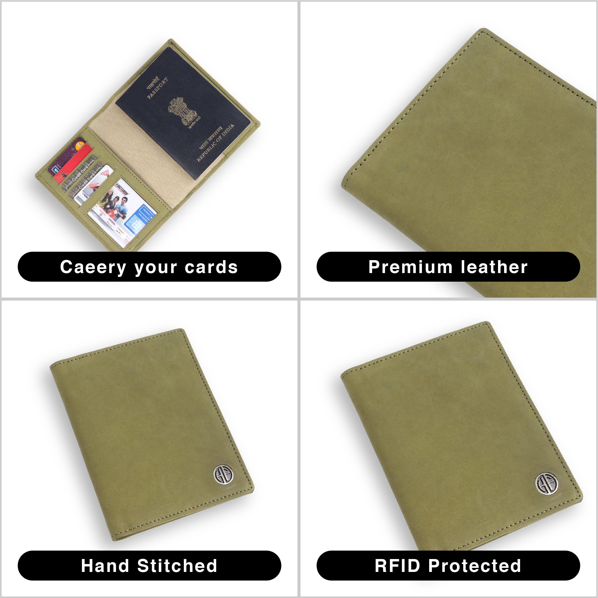 Leather Travel Passport Holder For Men And Women With Passport Slot, Card Slots, ID Card Slot - RFID Protected