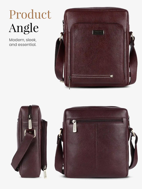 Genuine Leather Travel Messenger Sling Side Documents Bags| 1 Compartments |1 Inner Zipper pocket
