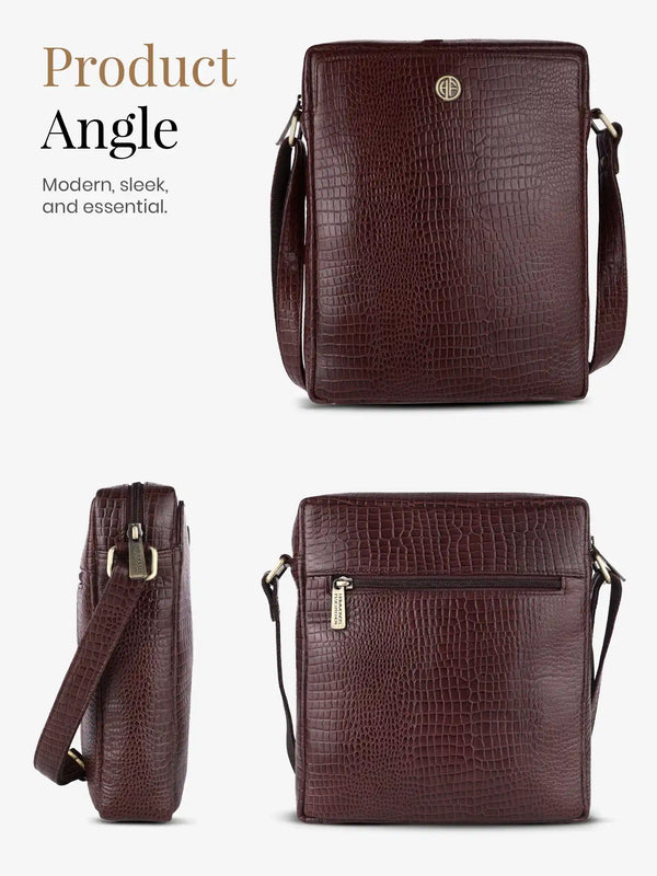 Genuine Leather Travel Messenger Sling Side Documents Bags| 1 Compartments |1 Inner Zipper pocket |1 front