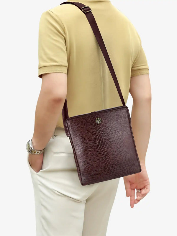 Genuine Leather Travel Messenger Sling Side Documents Bags| 1 Compartments |1 Inner Zipper pocket |1 front