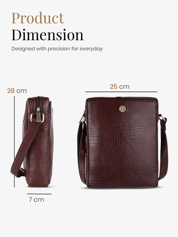 Genuine Leather Travel Messenger Sling Side Documents Bags| 1 Compartments |1 Inner Zipper pocket |1 front