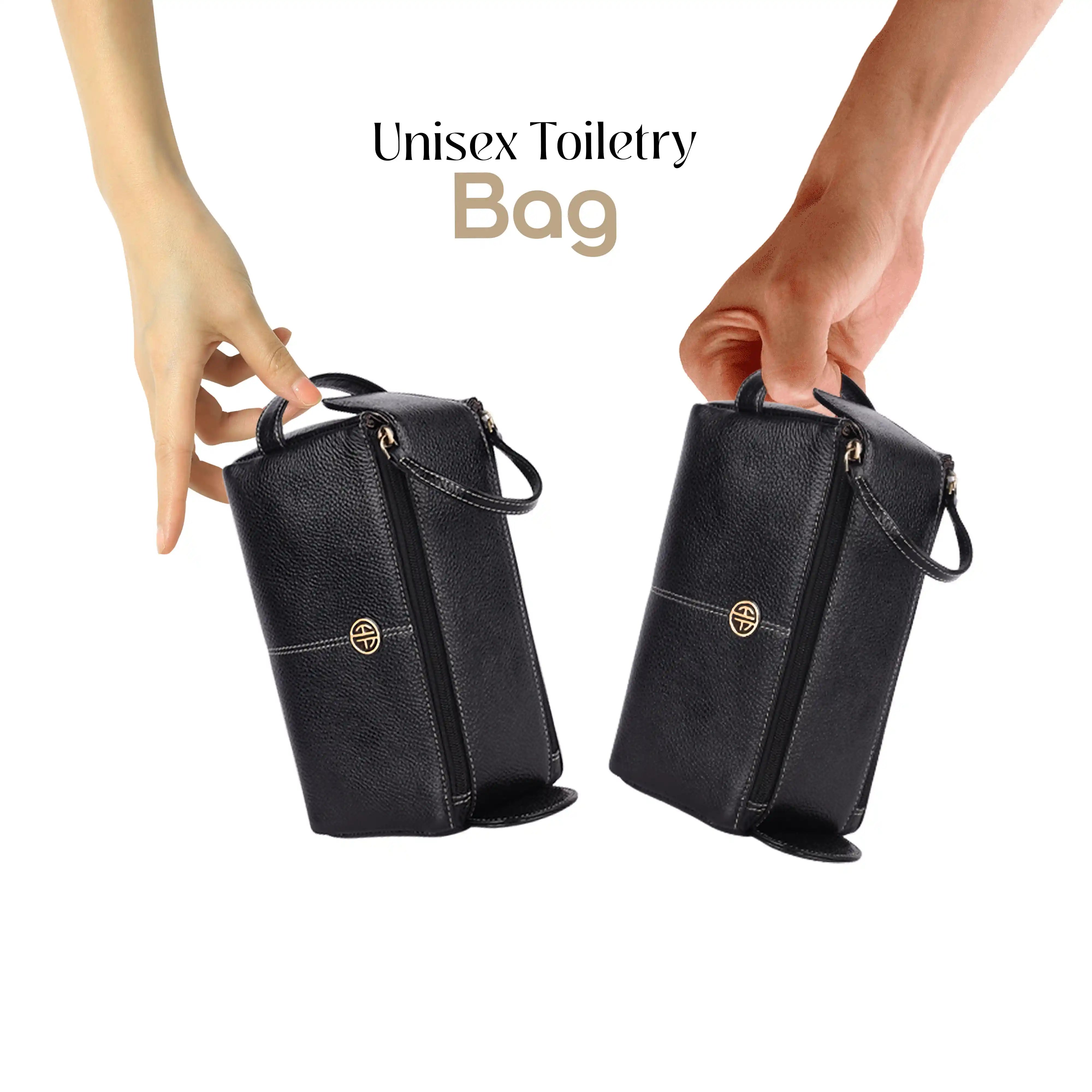 Premium Leather Toiletry Bag For Men And Women