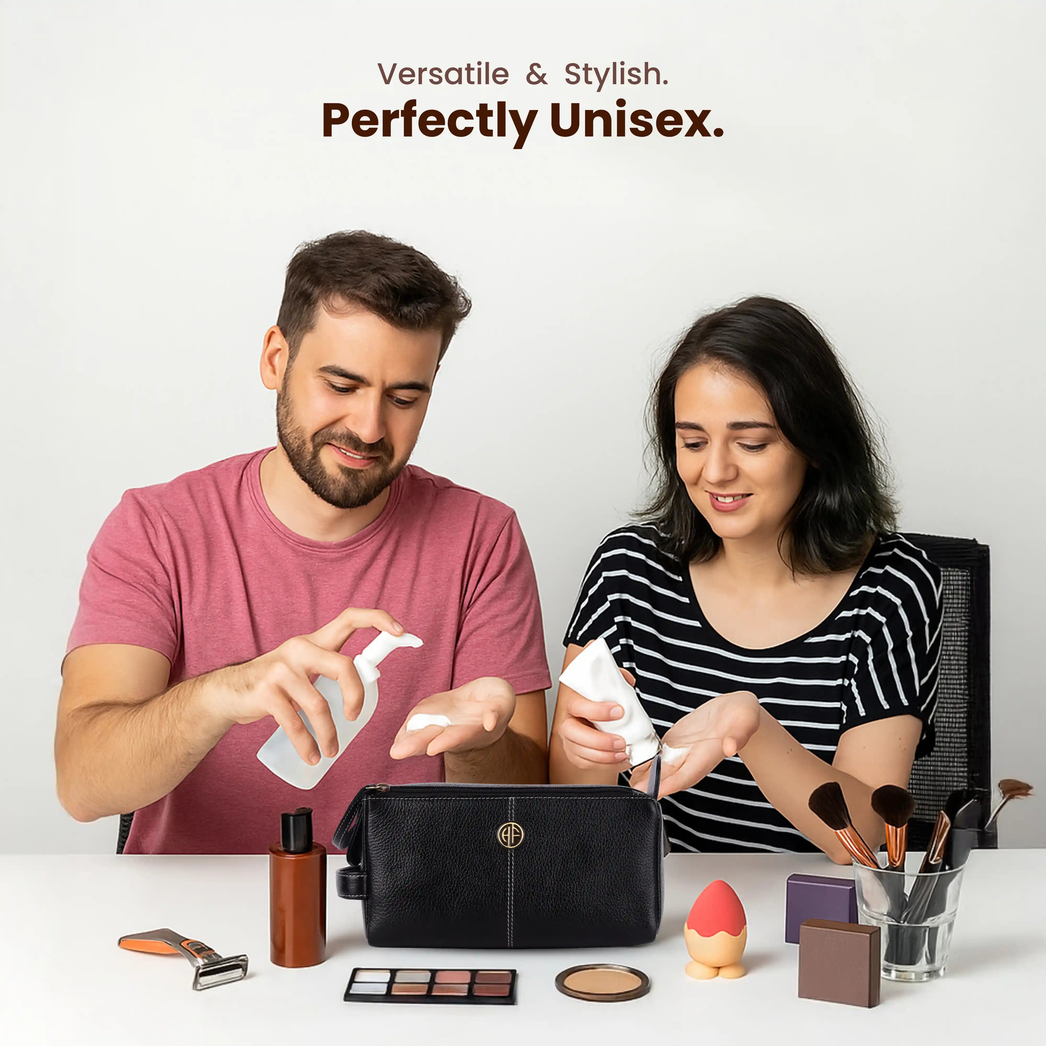 Premium Leather Toiletry Bag For Men And Women