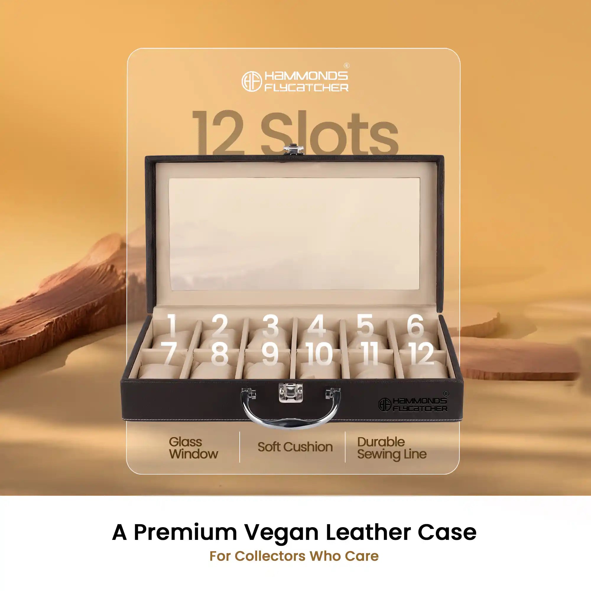 Premium Vegan Leather Men's and Women's Watch Box/Organiser with Glass Window, Gift Ready Luxury Watches Display Case for Collectors Secondary image