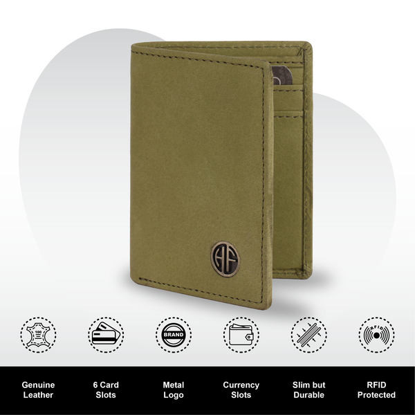 Leather RFID Card Holder - Slim Bi-Fold Design for Men and Women - Stylish & Secure